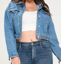 Load image into Gallery viewer, Cropped Denim Jacket Plus
