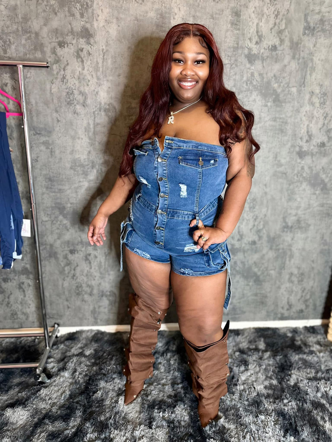 Plus Size Kashmere Romper (Dark Blue)