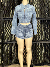 Load image into Gallery viewer, Cross Denim Short Set
