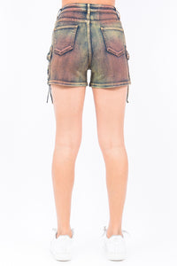 Acid Wash Cargo Shorts Plus Size