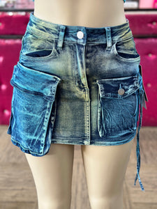 Acid Denim Skirt Plus Size