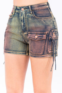 Acid Wash Cargo Shorts Plus Size