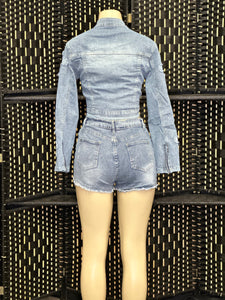 Cross Denim Short Set