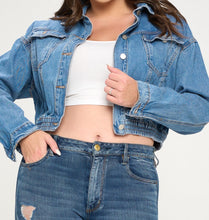 Load image into Gallery viewer, Cropped Denim Jacket Plus
