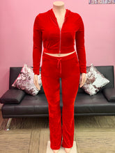 Load image into Gallery viewer, Plus Size Velour Baddie Set (Red)
