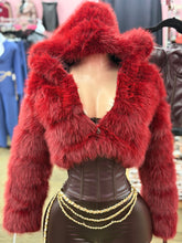 Load image into Gallery viewer, Hooded Fur Coat
