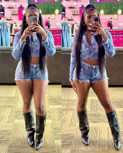 Load image into Gallery viewer, Cross Denim Short Set
